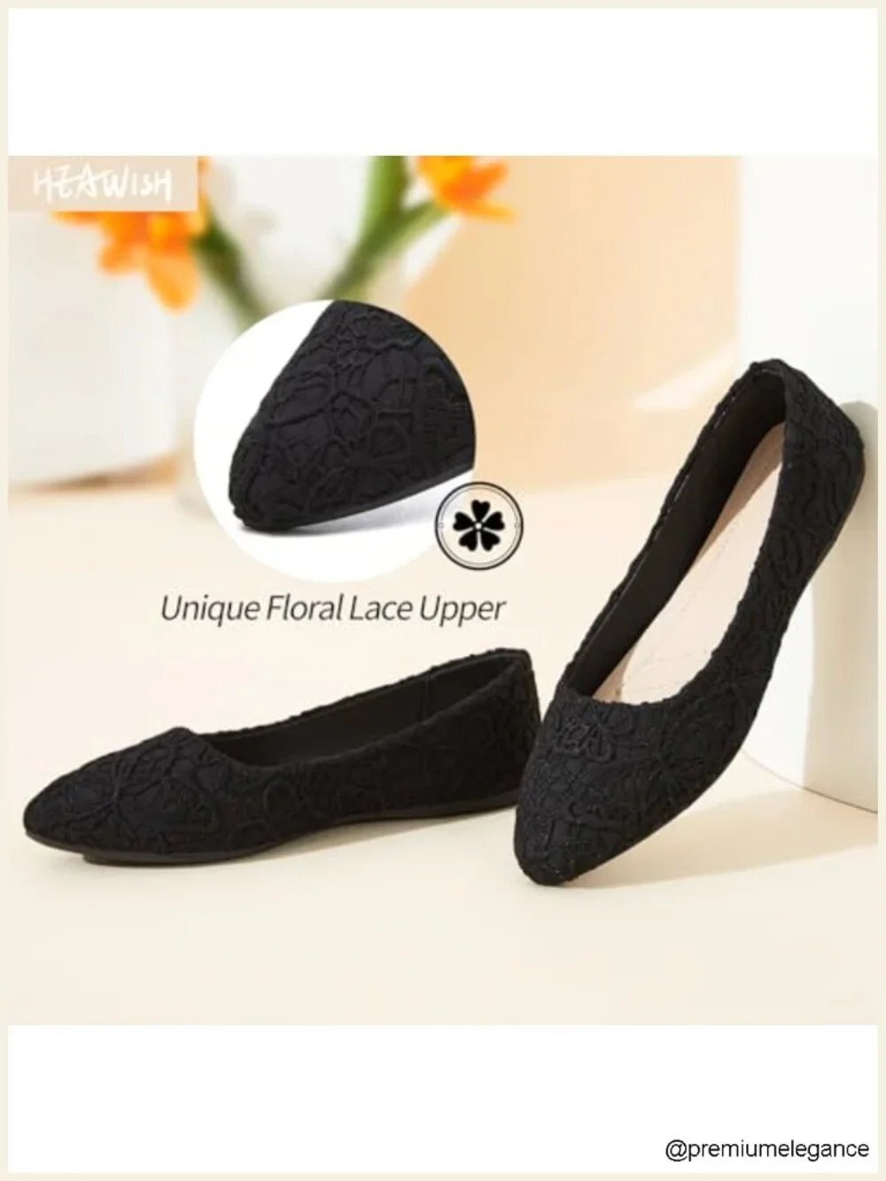 Flats with Embroidered Lace Ballet Flats Pointed Toe Comfortable Dress Shoes